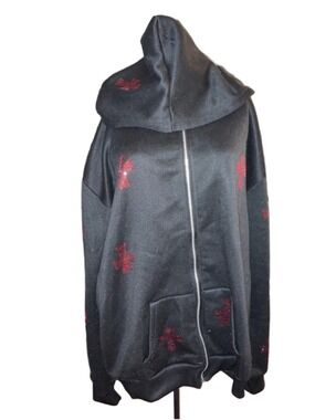 Women's Unbranded Black & Red Cross Full-Zip Hoodie 3X